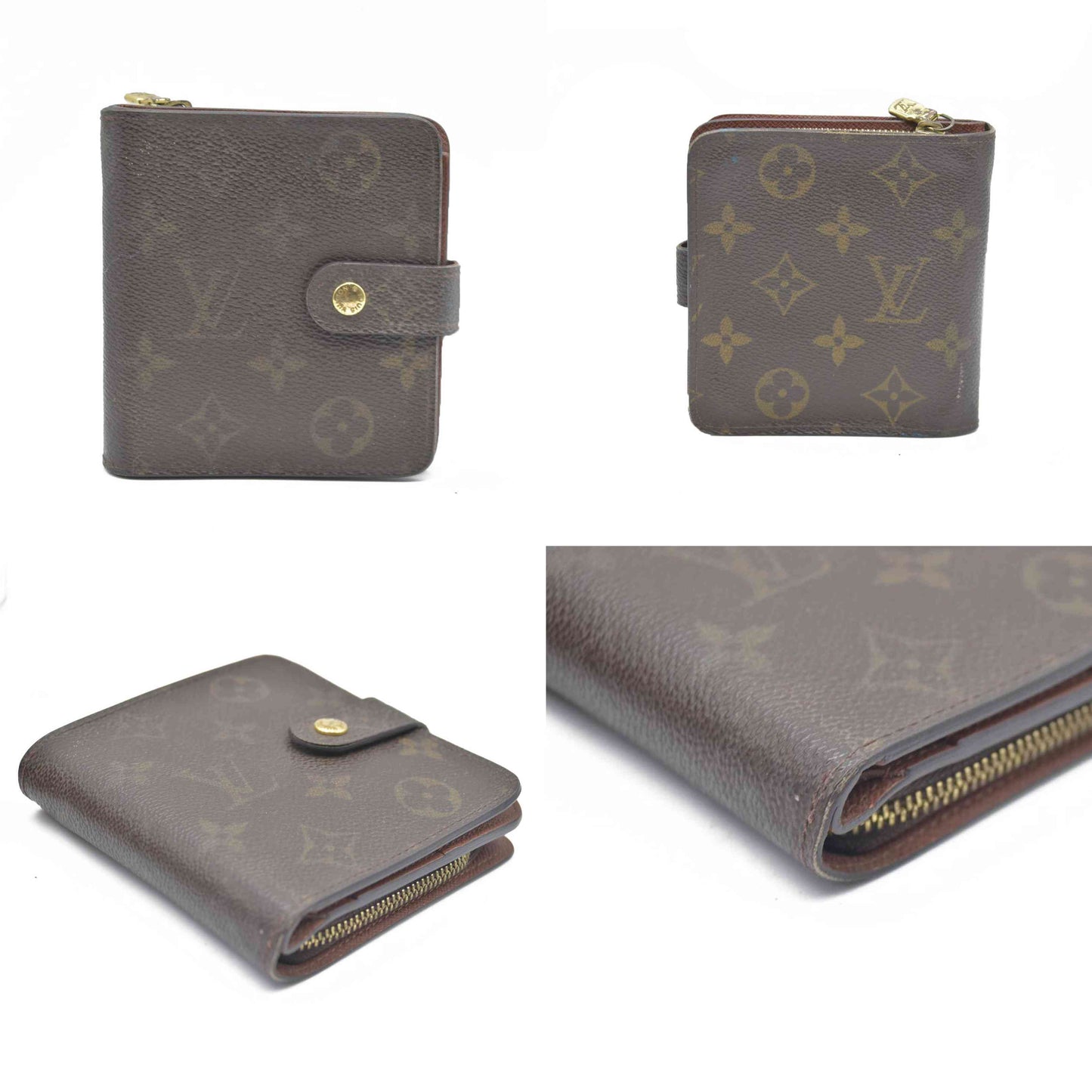AUCTION $590 Louis Vuitton  Monogram Compact Zippe Zipped Wallet