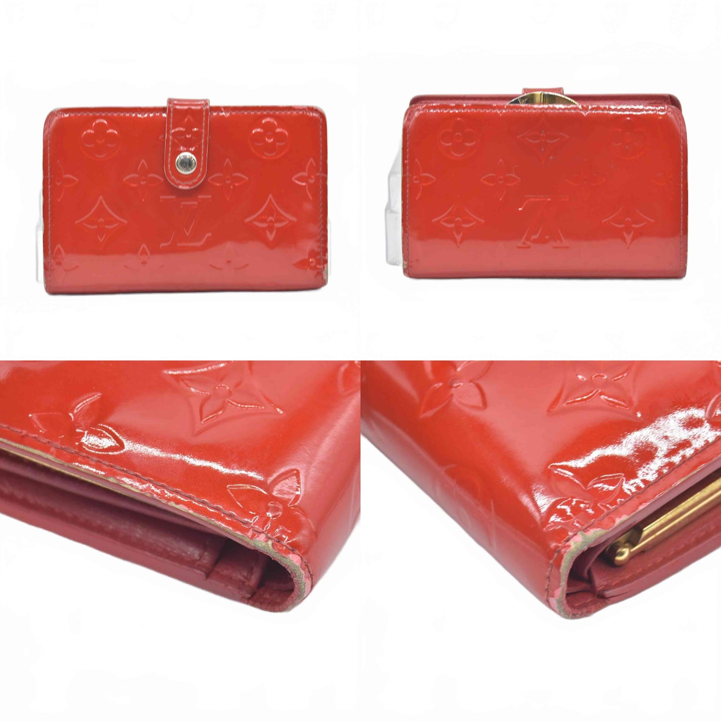 $935 Louis Vuitton 2005 Monogram Vernis French Kisslock Purse Wallet