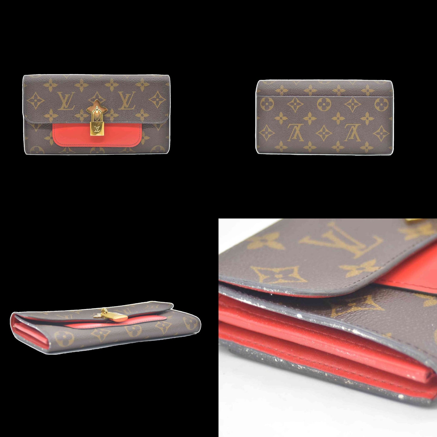 Louis Vuitton Monogram Flower Lock Long Wallet Coquelicot CA2108 CONSIGNMENT