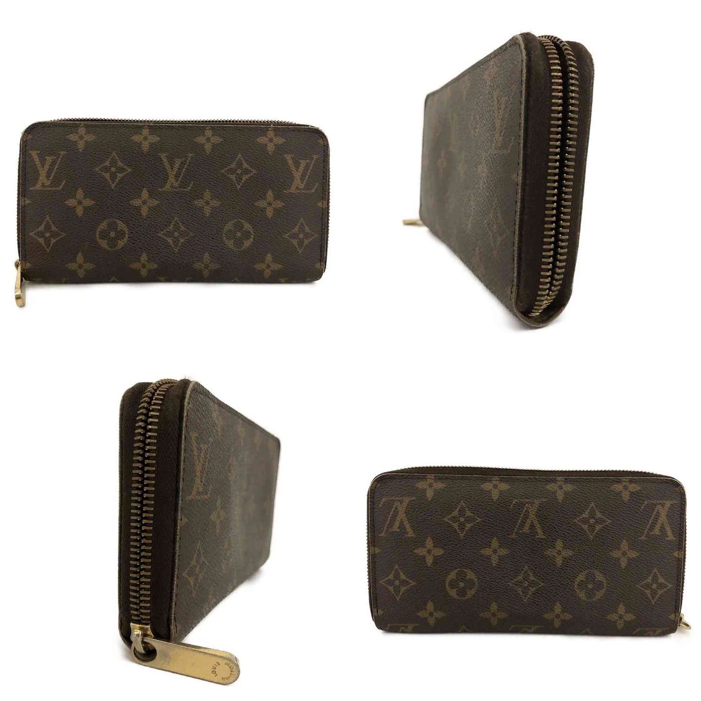 $915 2009 Louis Vuitton Monogram Zippy Zip Around Long Wallet Brown CA0029