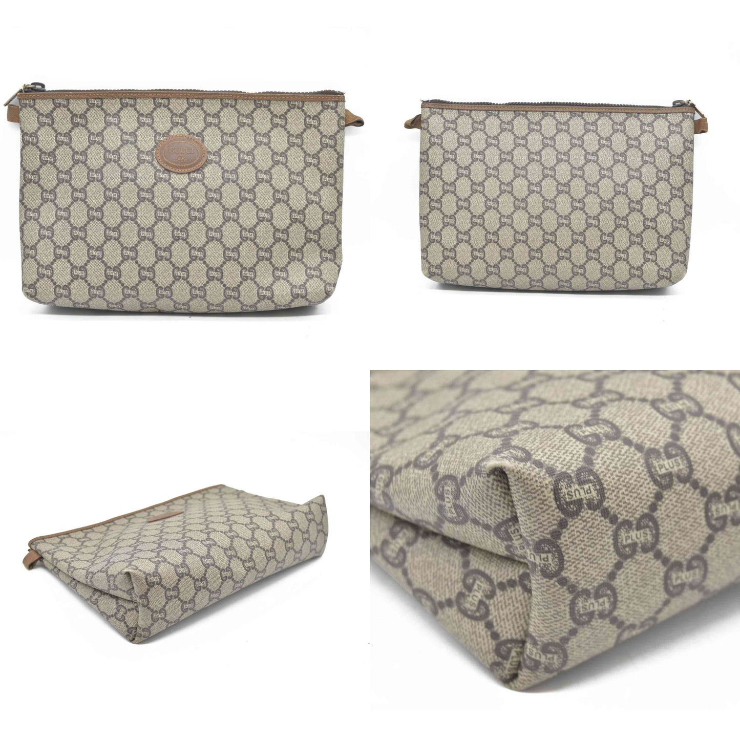 Gucci GG  Gucci Plus PVC Leather Pouch Clutch Bag