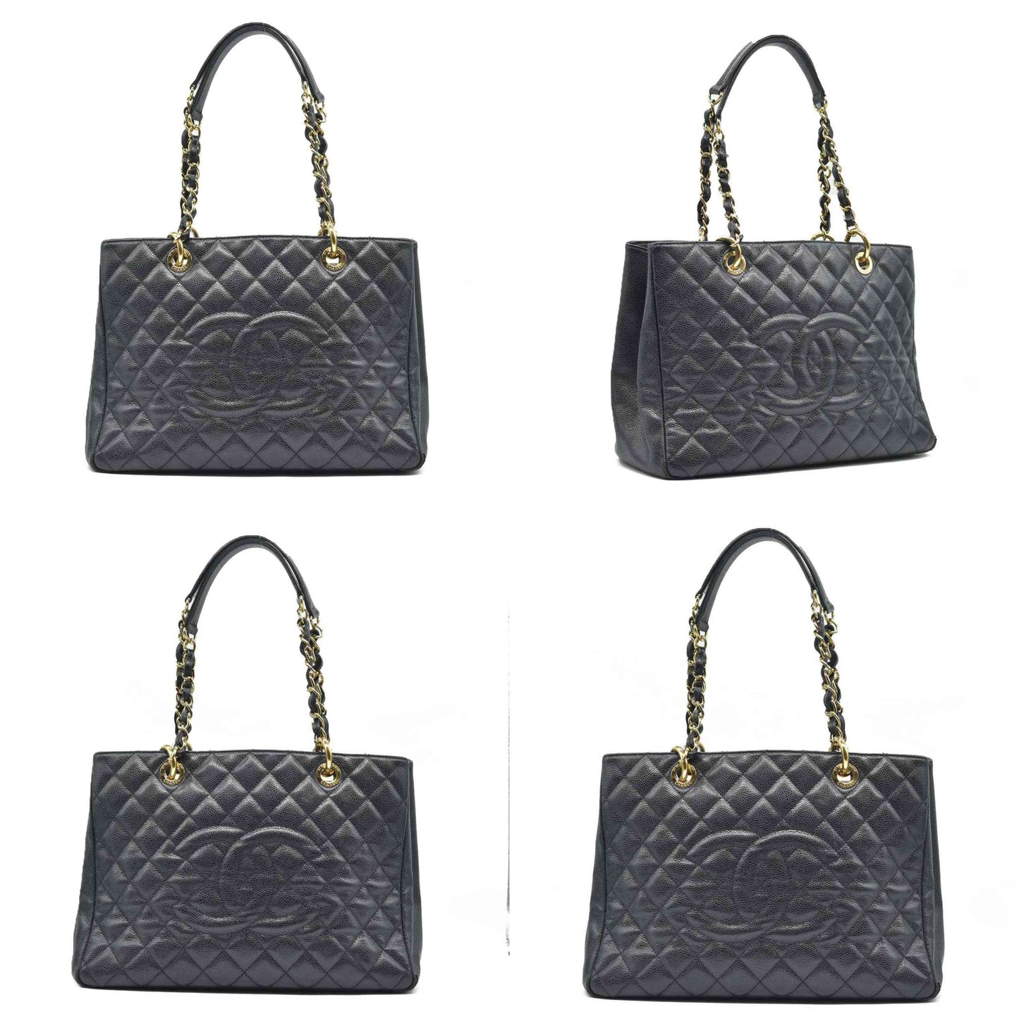 AUCTION $2900 Chanel  Caviar Quilted Grand Shopping Tote GST Black