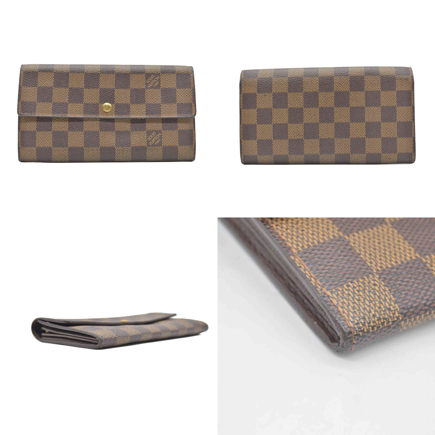 $775 2005 Louis Vuitton Damier Ebene Sarah Wallet CA0075 CONSIGNMENT