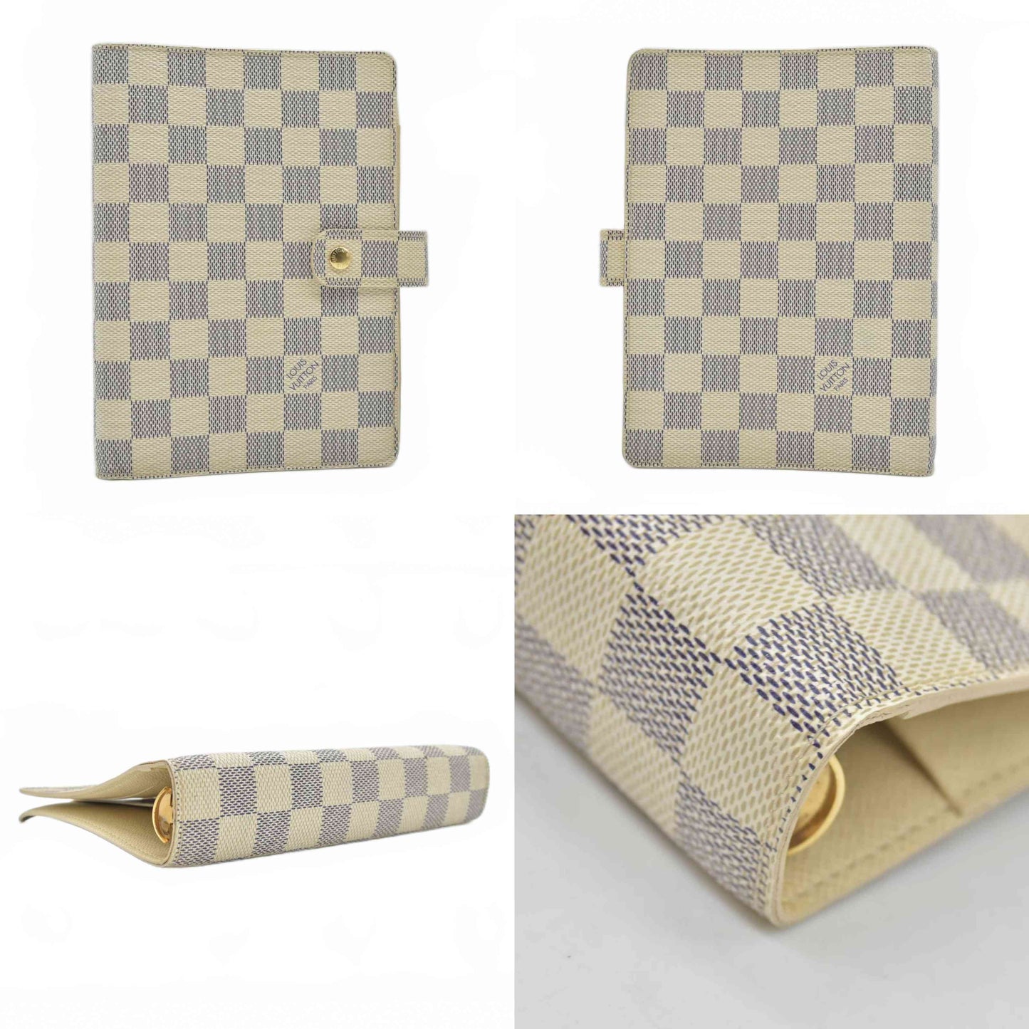 $605 2007 Louis Vuitton Damier Azur Medium Ring Agenda Cover SP2097