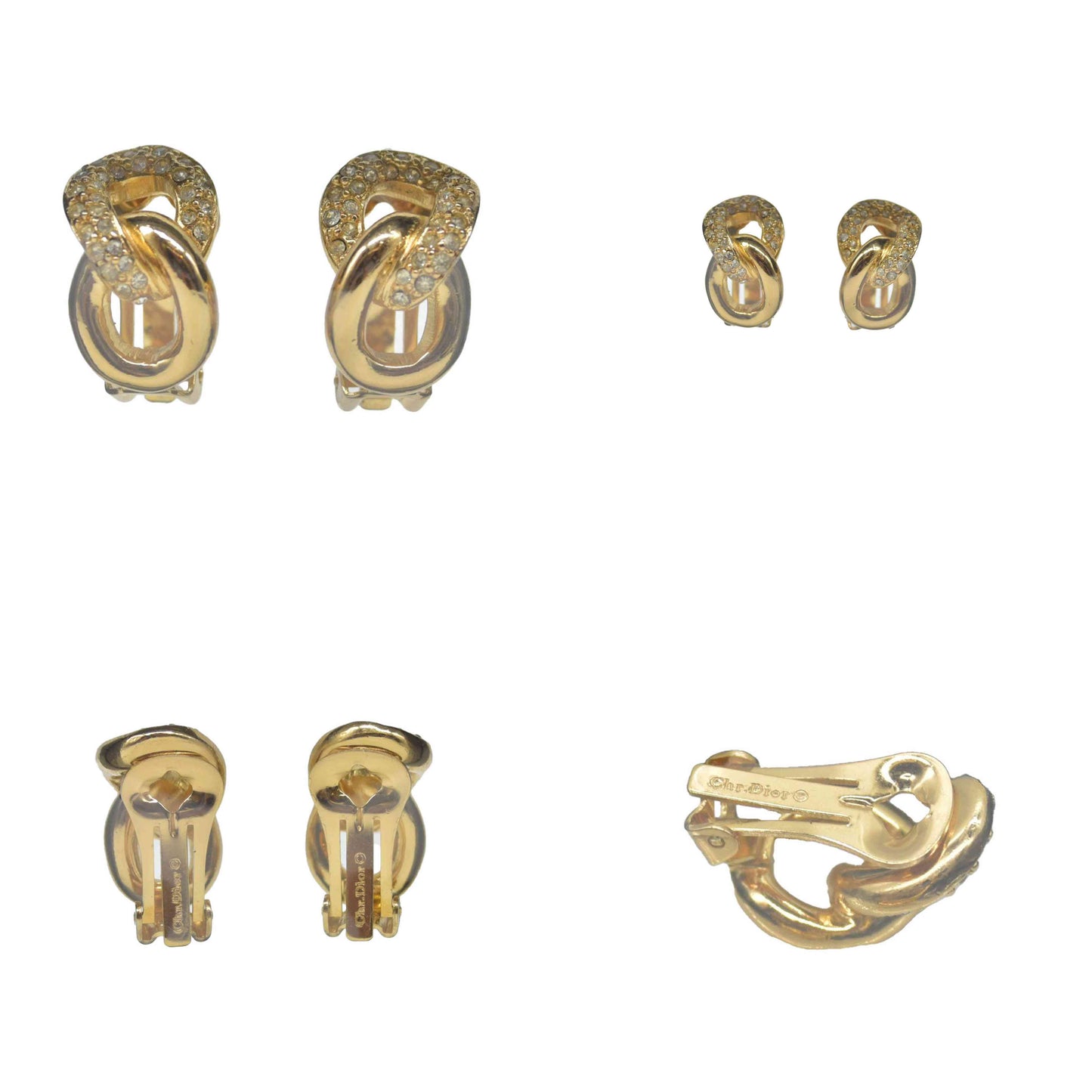 Christian Dior Gold Tone Chain-Link Clip-On Earrings CONSIGNMENT