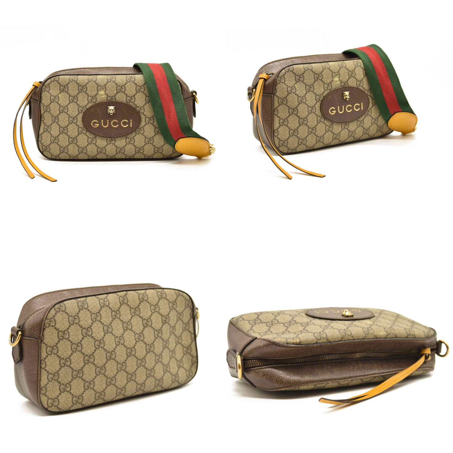 Gucci  GG Supreme Monogram Web Neo Vintage Shoulder Bag Beige New Acero Crop