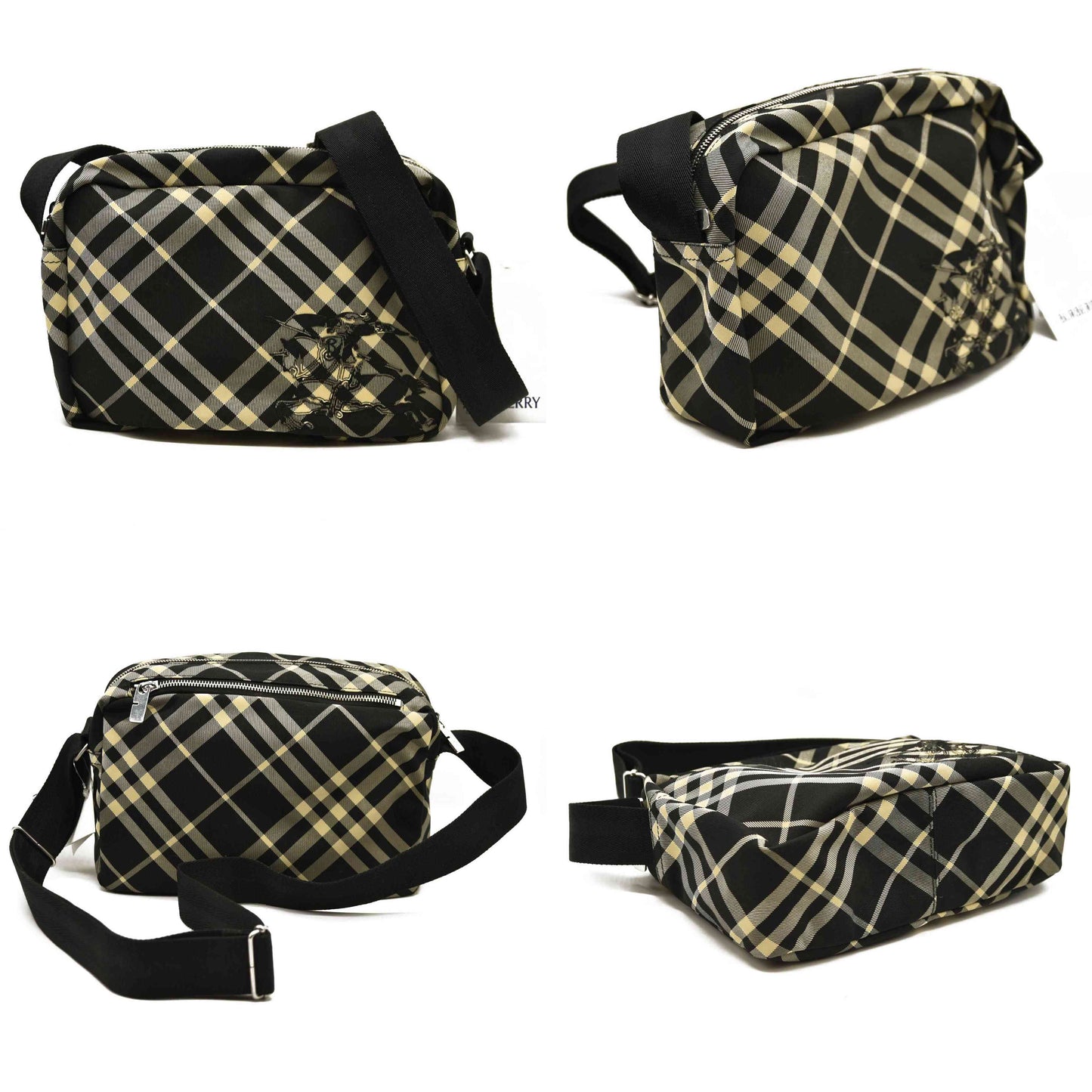 NEW $1090 Burberry Check Crossbody Bag Black Calico