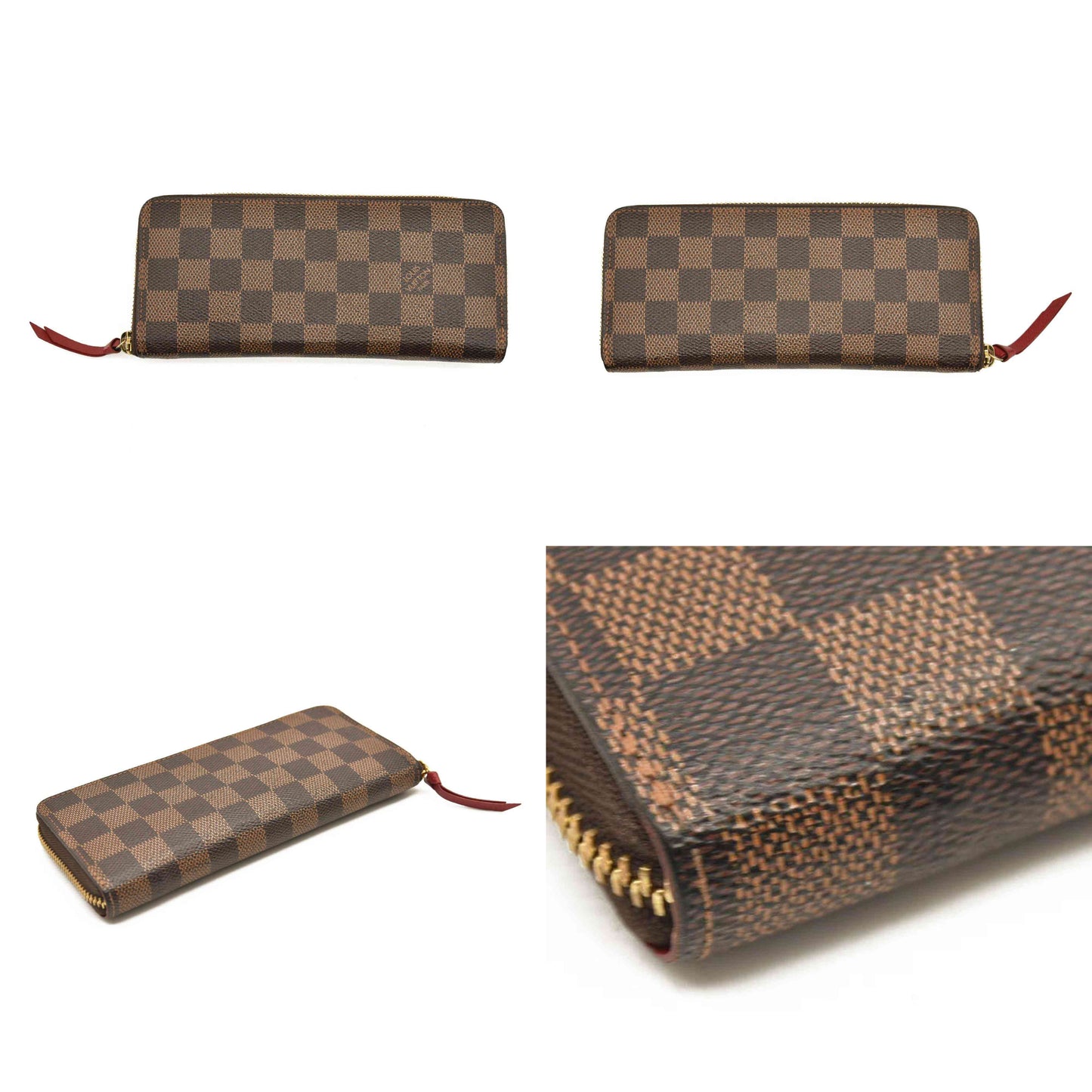 LOUIS VUITTON Damier Ebene Clemence Wallet Cherry GI1107