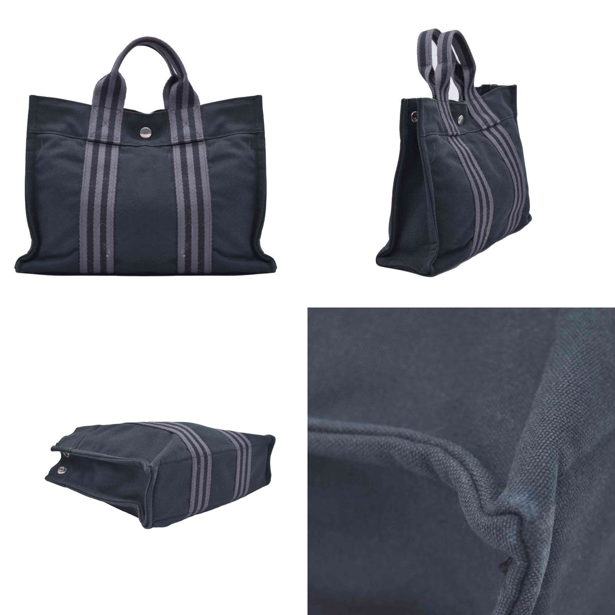 $780 HERMES Toile Fourre Tout PM Black CONSIGNMENT 10021191