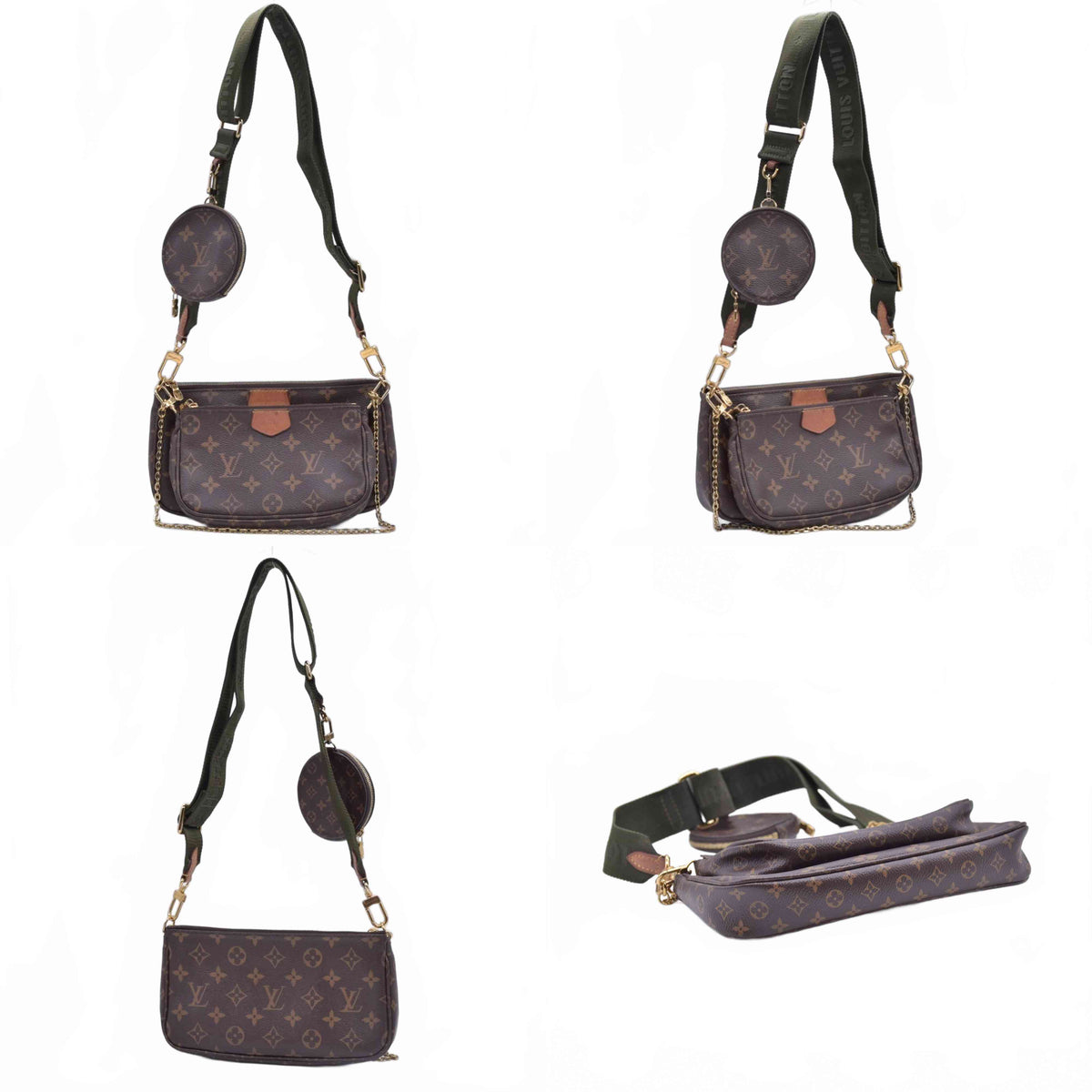 $2930 RFID Louis Vuitton Monogram Multi Pochette Accessories Kaki CONSIGNMENT