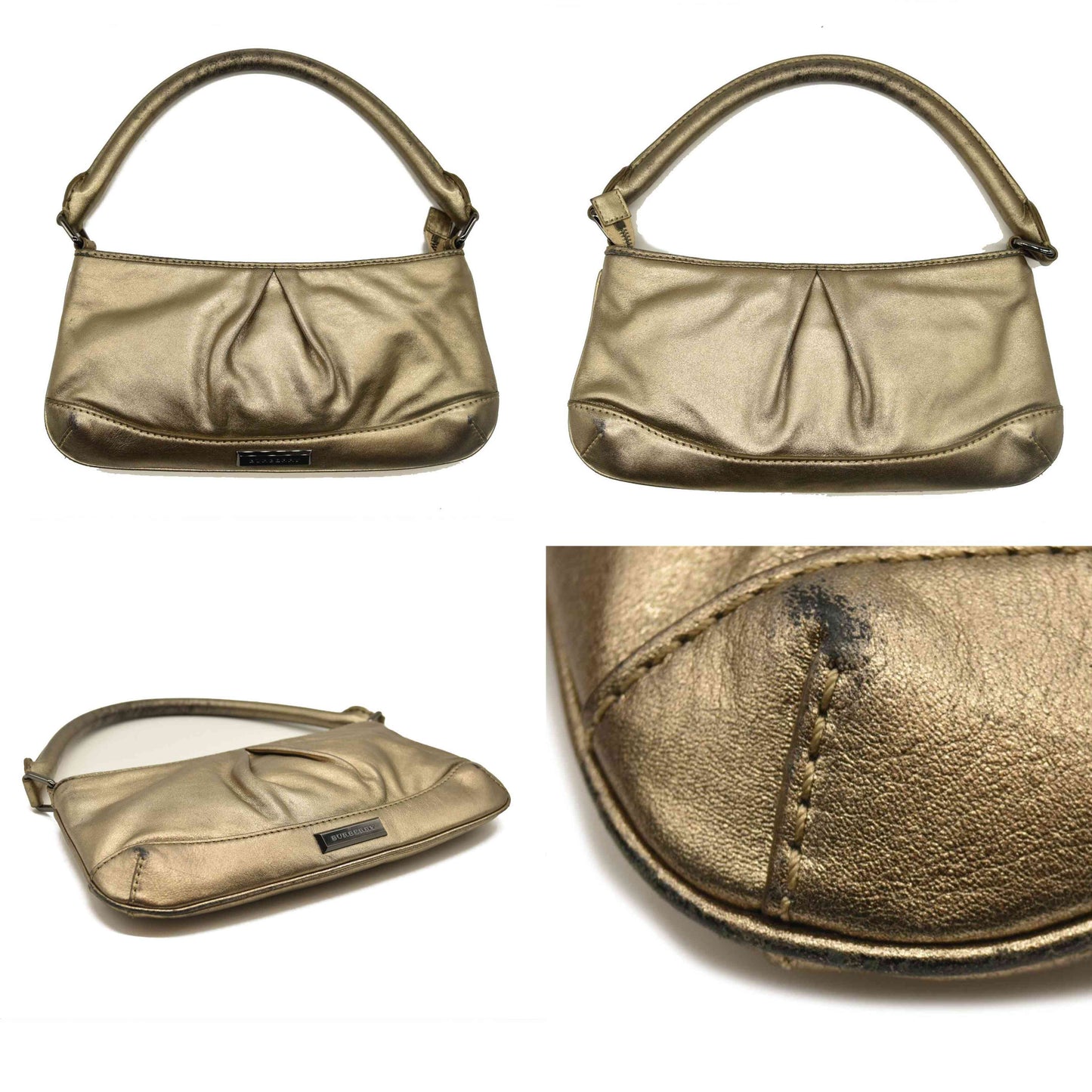 BURBERRY Shoulder Bag Leather Gold