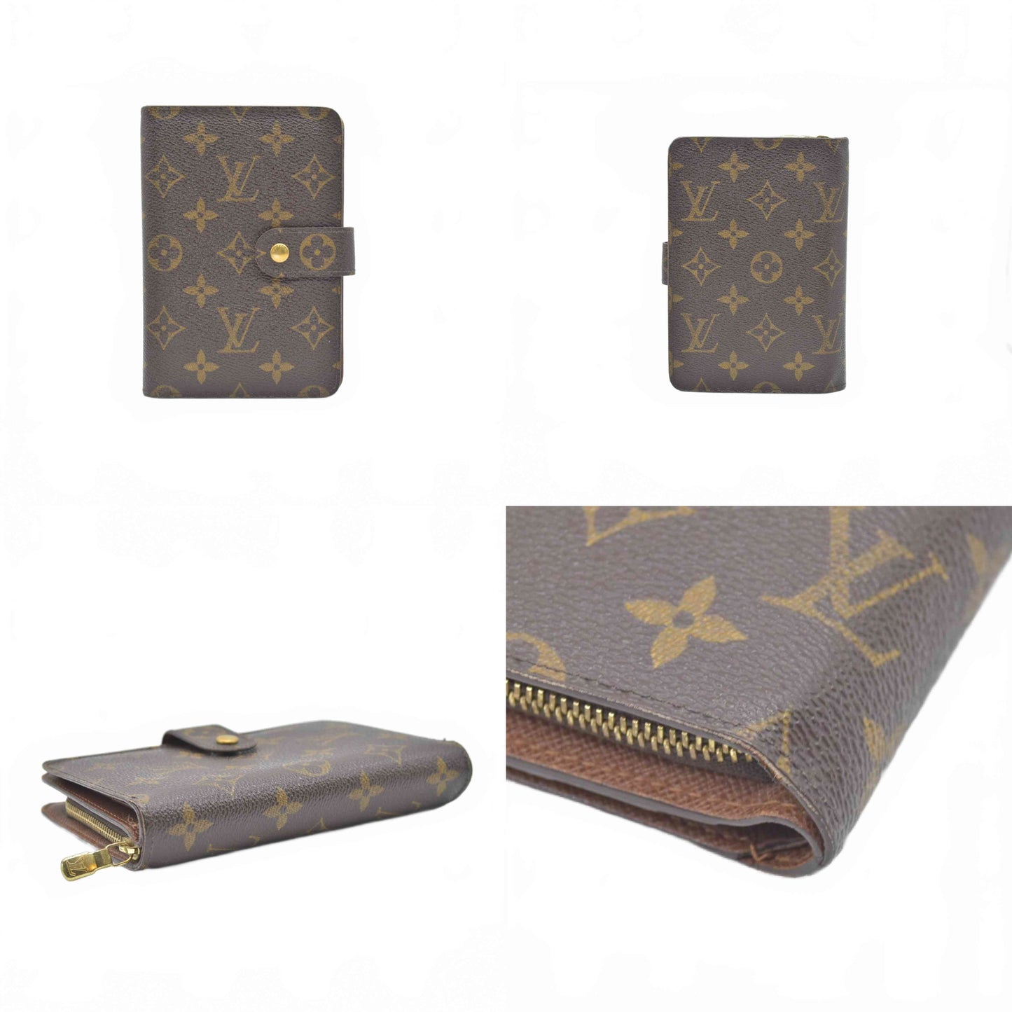 $750 2003 Louis Vuitton Consignment Monogram Porte Papier Zippy Wallet Brown SP0093 CONSIGNMENT