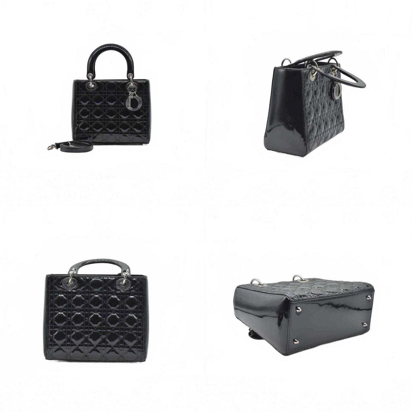 $6700 CHRISTIAN DIOR Cannage Medium Lady Dior Black
