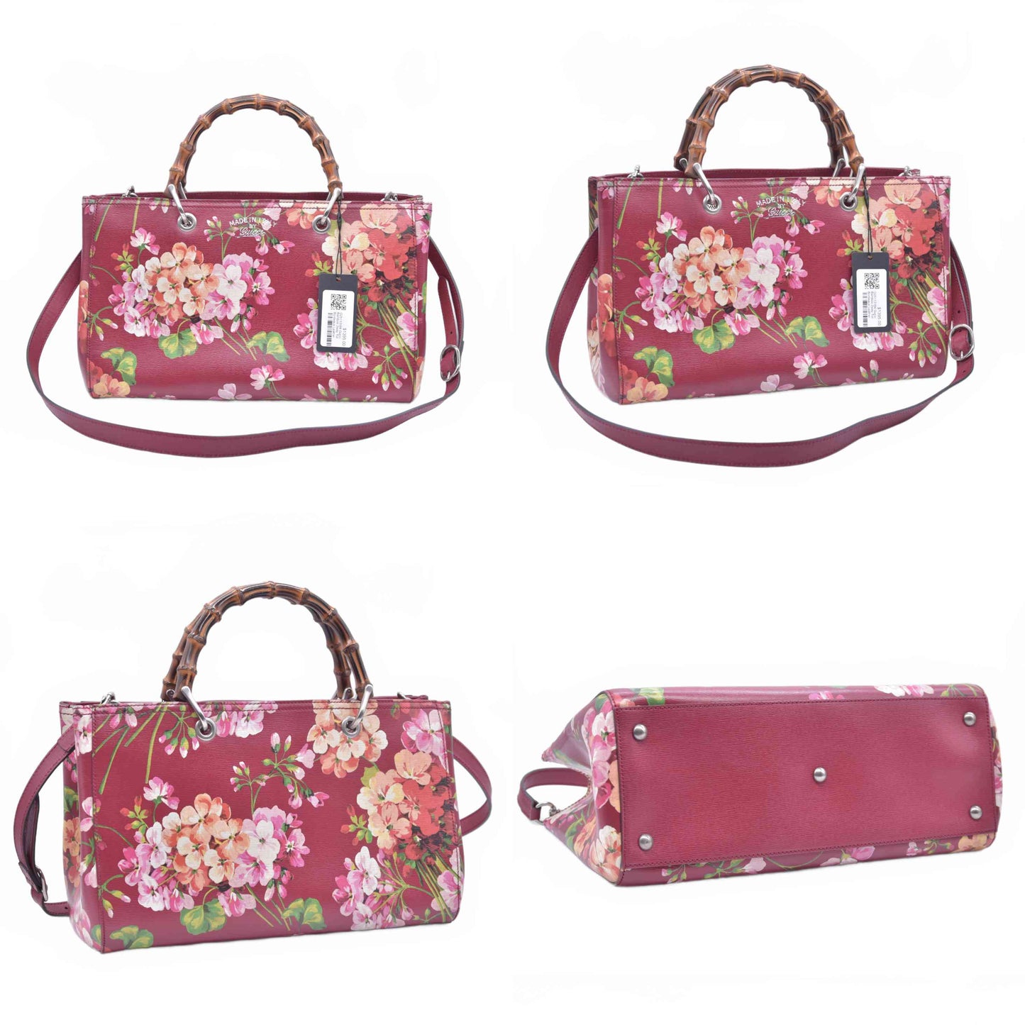 $3200 Gucci Bamboo Blooms Shopper Burgundy CONSIGNMENT