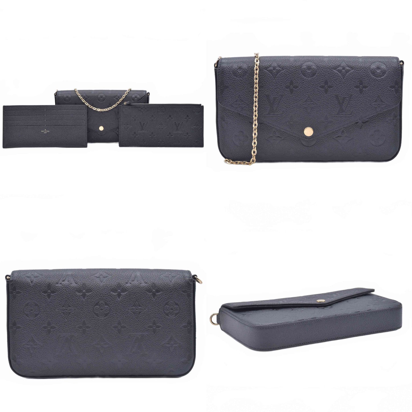 $1770 Louis Vuitton Felicie NM Black Empreinte RFID