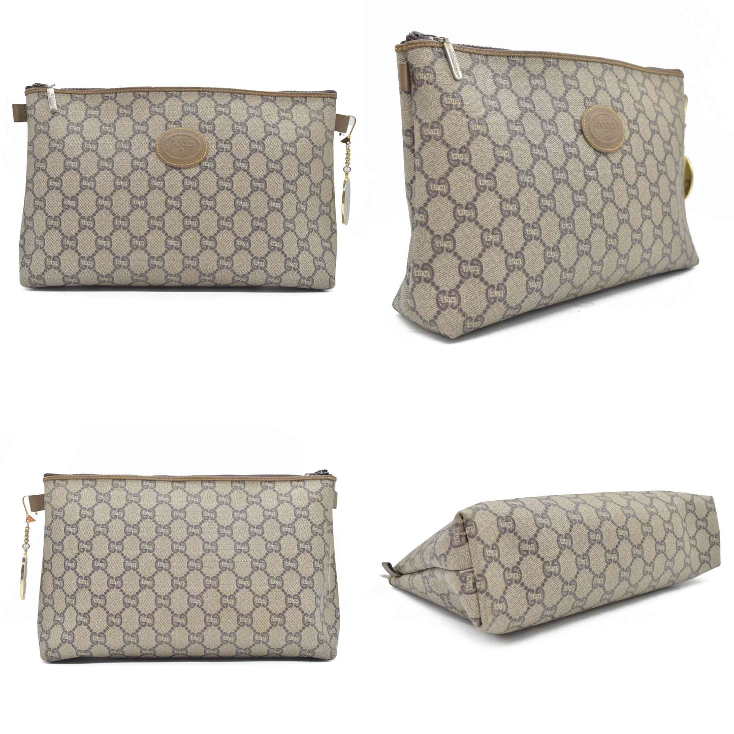 $1100 Gucci GG Gucci Plus PVC Leather Pouch Clutch Bag