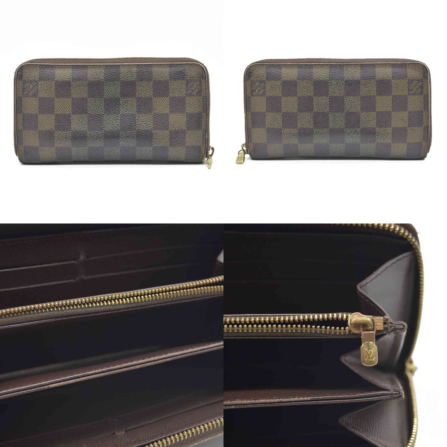 AUCTION $915 Louis Vuitton Damier Ebene Zippy Wallet VI0097