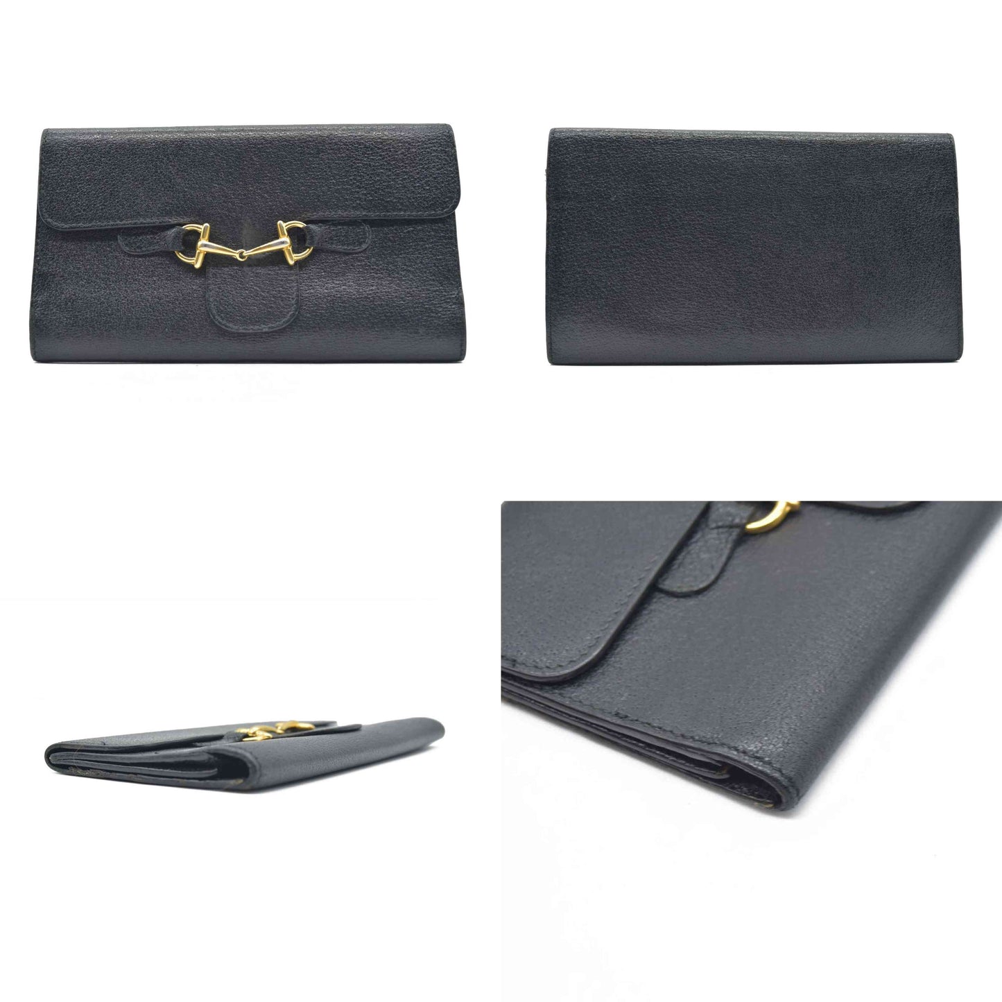 GUCCI Horsebit Leather Tri-fold Long Wallet CONSIGNMENT