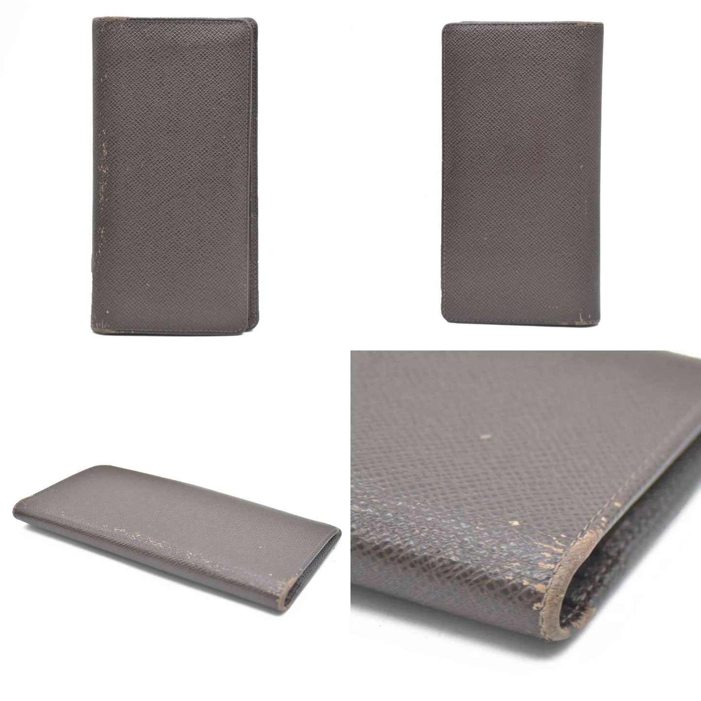 Louis Vuitton Taiga Porte feiulle Brazza Leather Long Wallet Grizzly SP4192