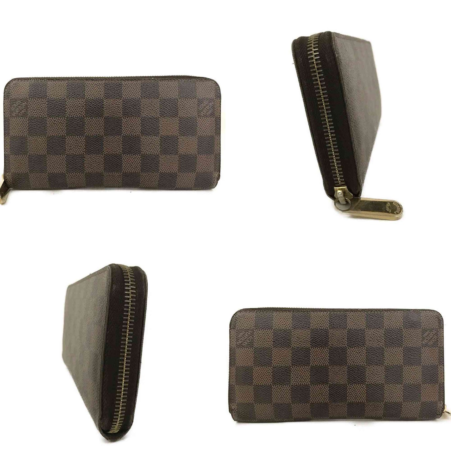 $915  Louis Vuitton Damier Zippy Zip Around Long Wallet Purse Brown CA1190