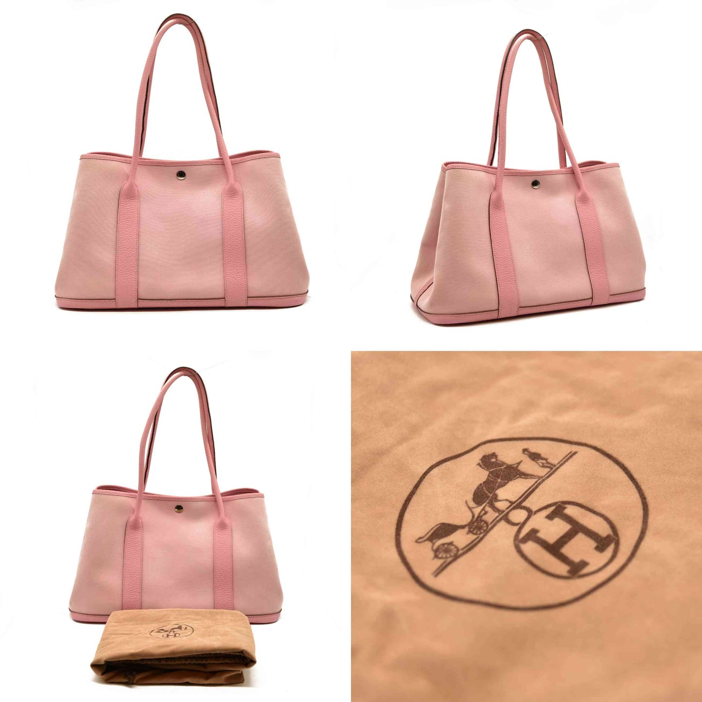 AUCTION $3500 Hermes  Toile Epsom Verso Garden Party 36 MM Bubblegum Rubis Square P