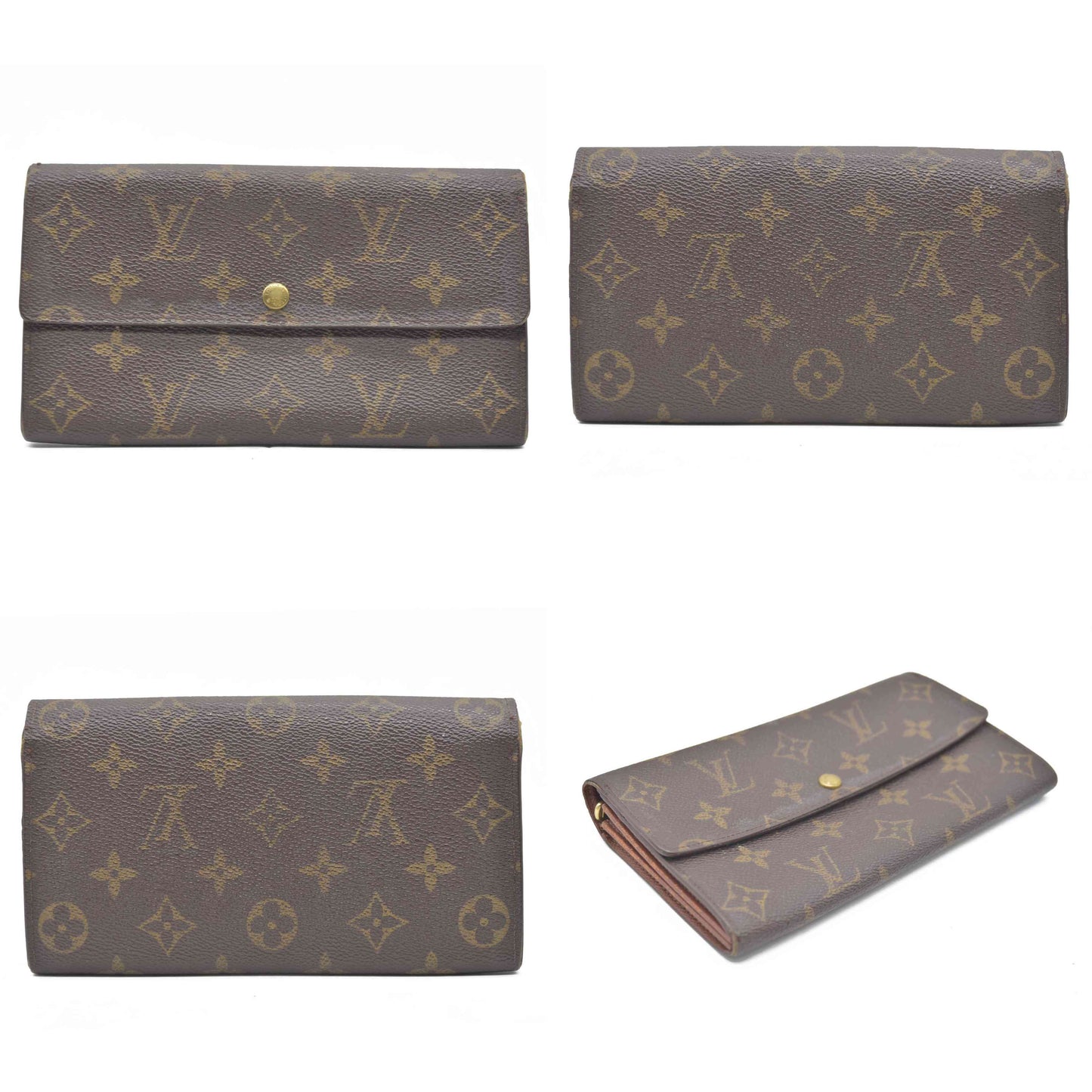 $770 Louis Vuitton Monogram Portefeiulle Sarah Long Bifold Wallet Brown SD0090