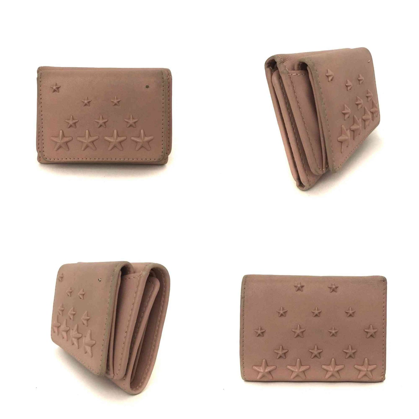 Jimmy Choo Nemo Star Studs Leather Trifold Wallet Pink