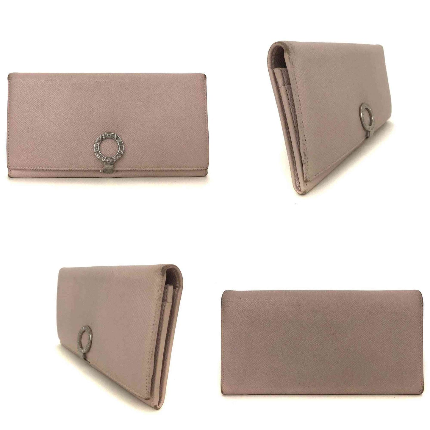 $882 BVLGARI BVLGARIBVLGARI Leather Bifold Long Wallet Pink