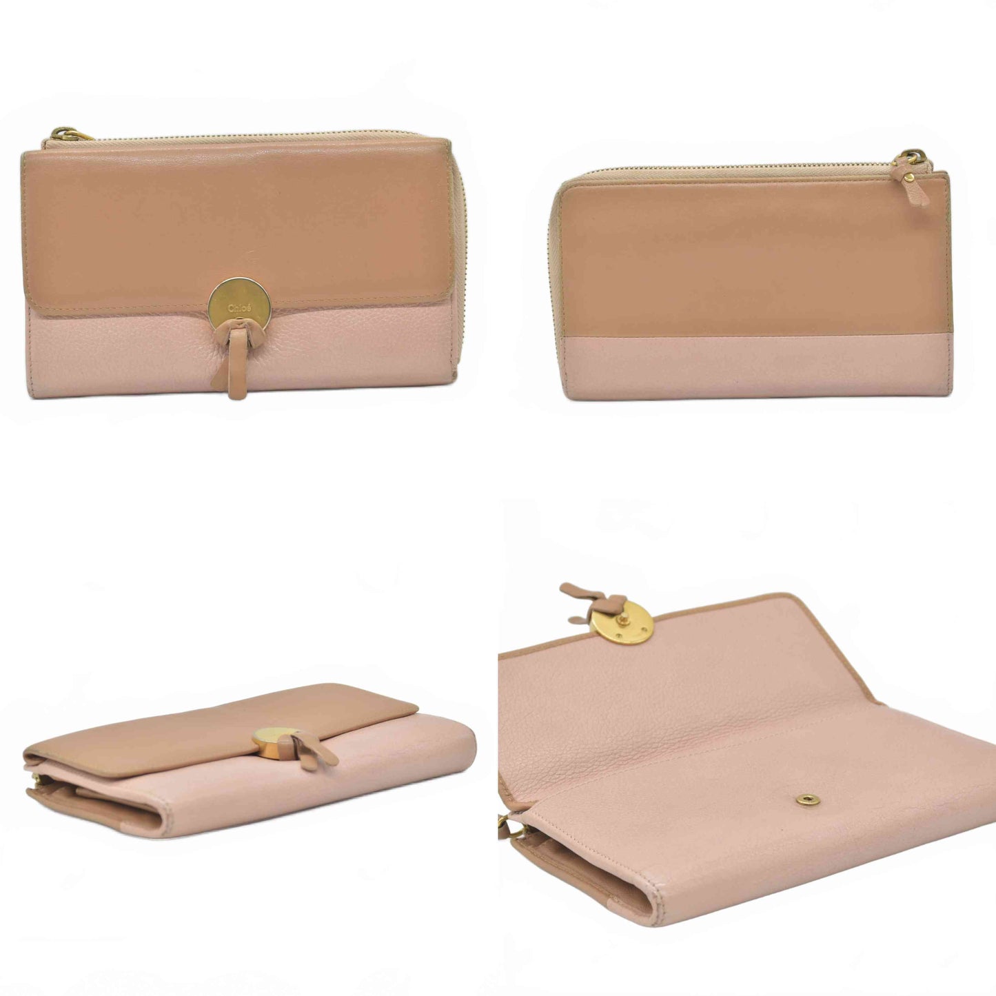 $525 Chloe Indy Leather Zippy Long Wallet Purse Pink