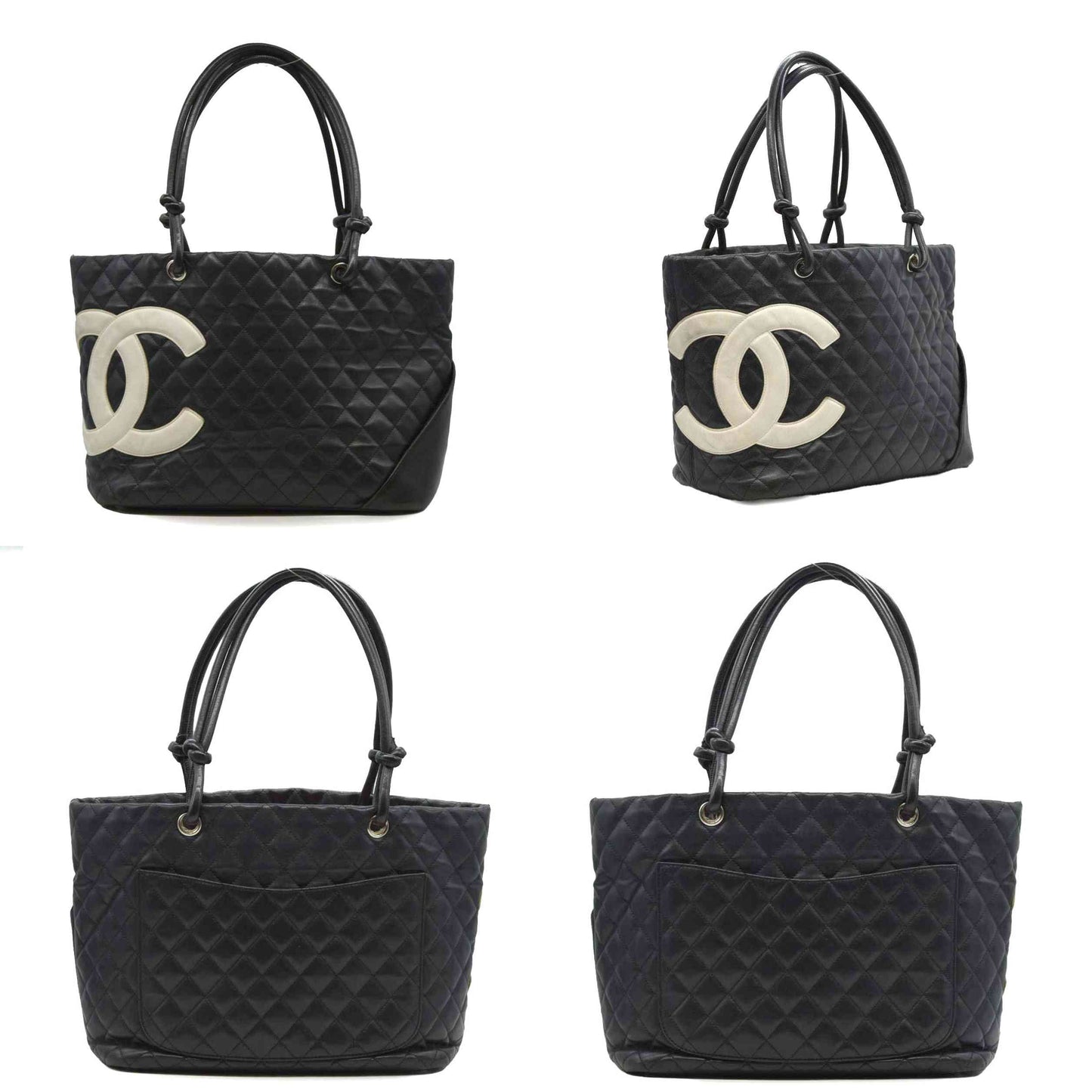 $2250 Chanel Tote Bag Cambon Line Black Lamb Skin 2870059