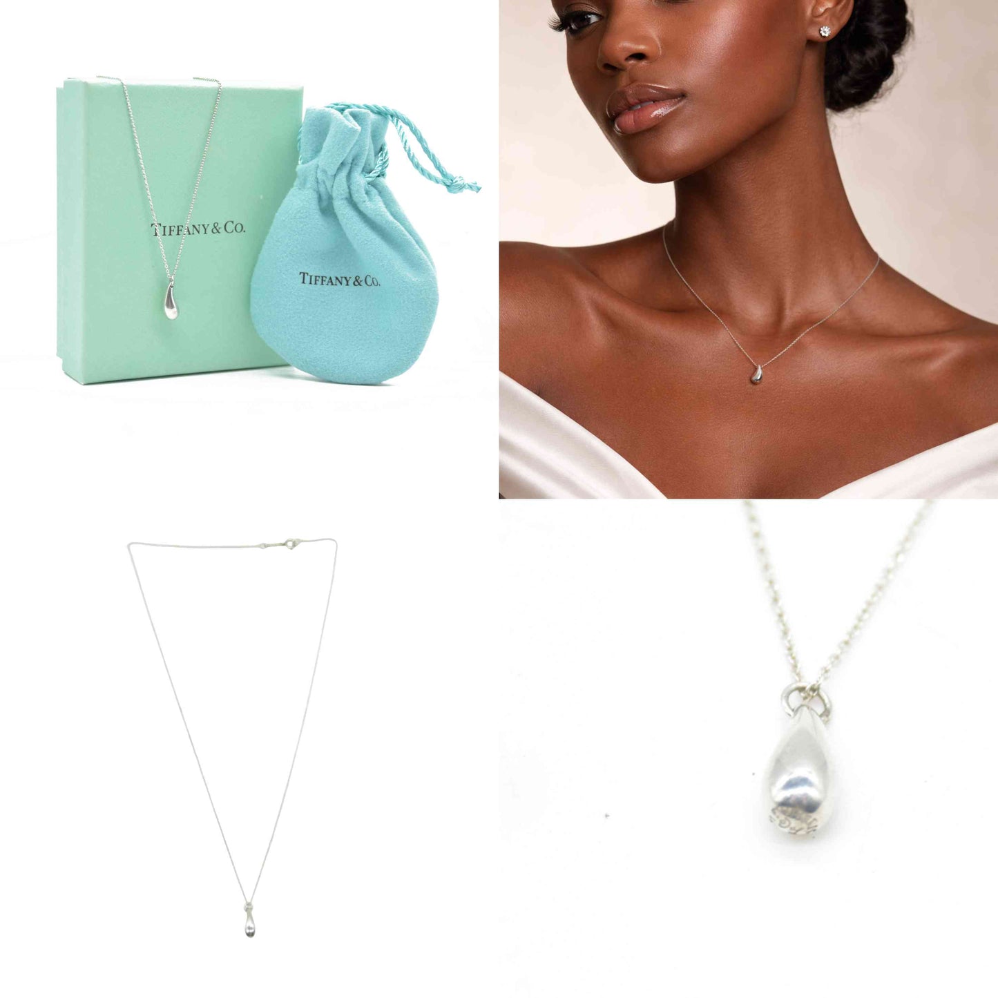 $360 Tiffany & Co Elsa Peretti Teardrop Pendant Sterling Silver