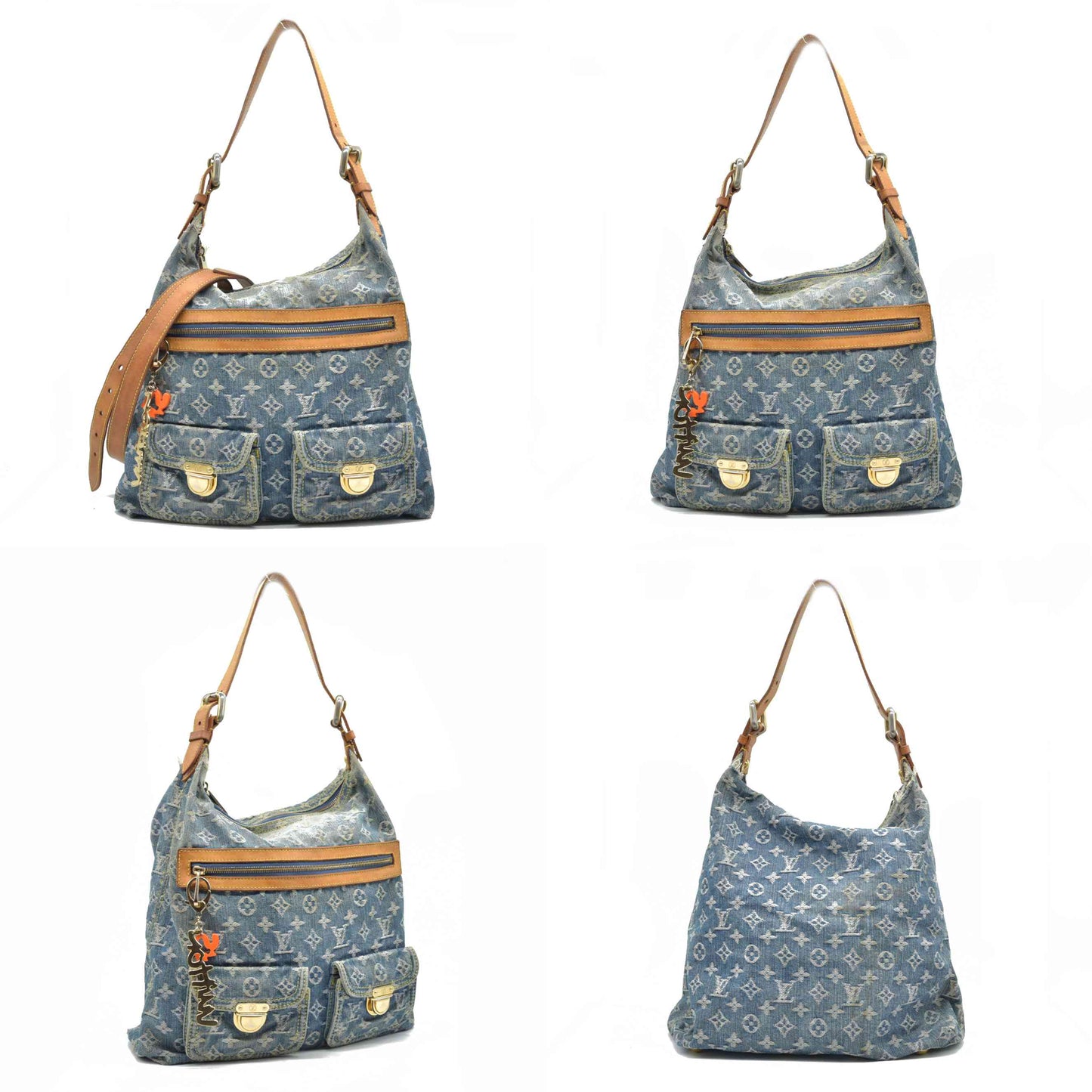 $2280 Louis Vuitton Denim Baggy GM Blue DAMAGED CONSIGNMENT 2005