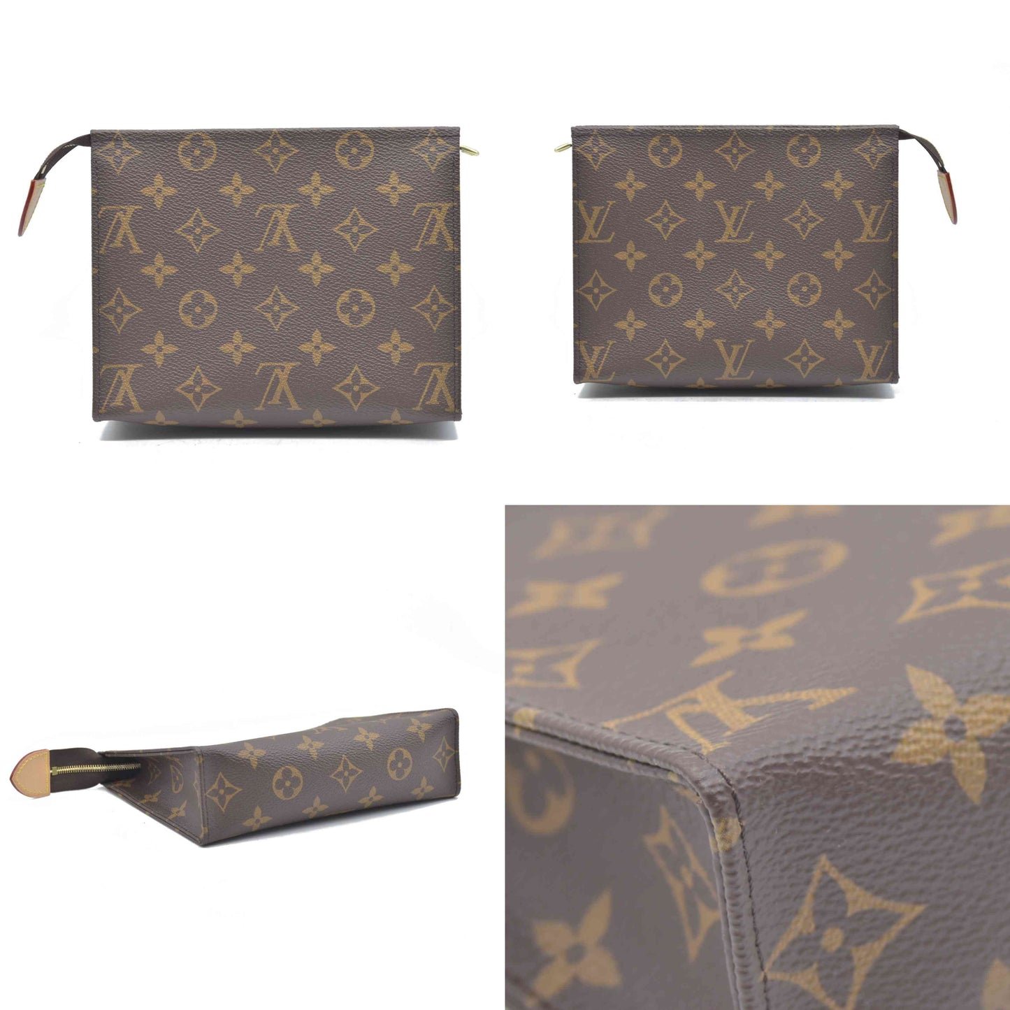 $885 Louis Vuitton  Monogram Toiletry Pouch 19 Red RFID