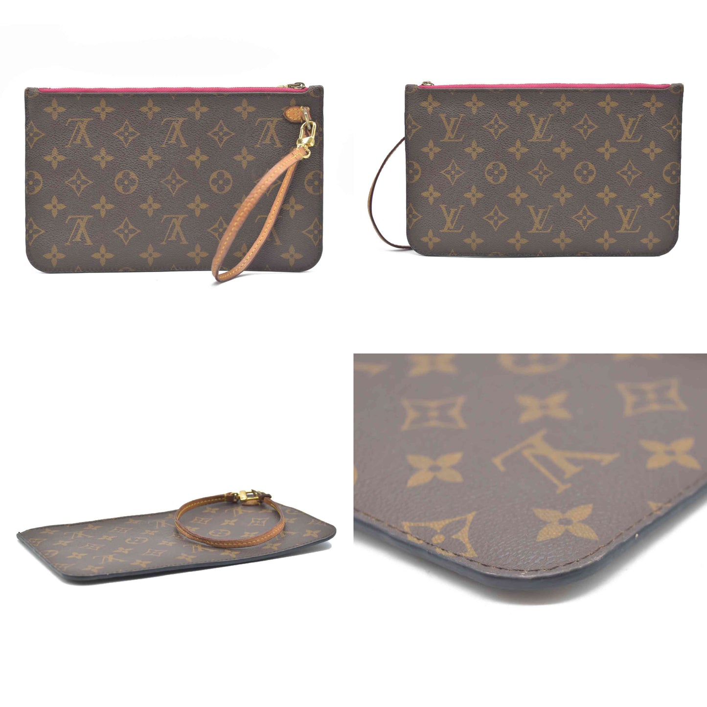 AUCTION $600 Louis Vuitton  Monogram Neverfull MM GM Pochette Pivoine