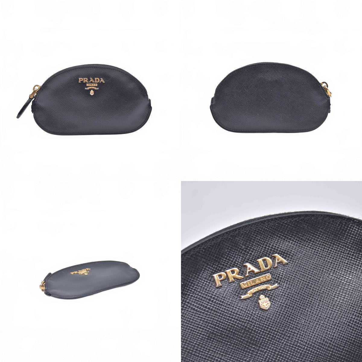 $680 PRADA Saffiano Leather Coin Purse Wallet Black 10021026