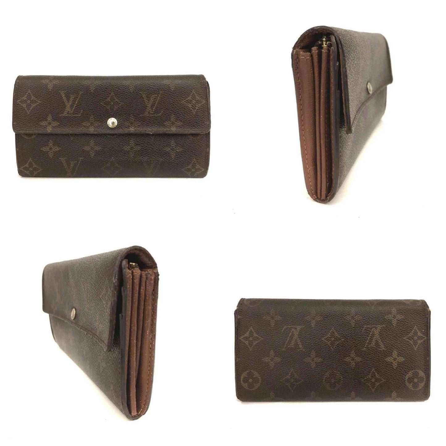 Louis Vuitton Monogram Portefeiulle Sarah Long Bifold Wallet Brown CT1026
