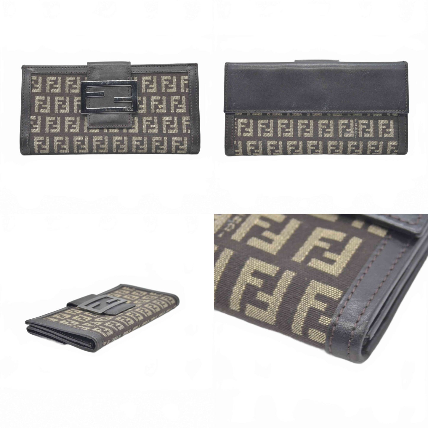 $530 Fendi Zucca FF Logo Printed Bifold Wallet - Consignment