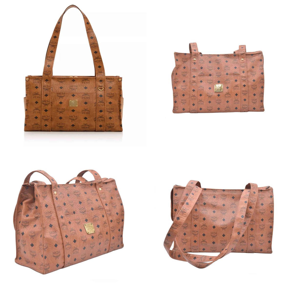 $830 MCM Visetos Aren Small School Bag Tote Cognac CONSIGNMENT