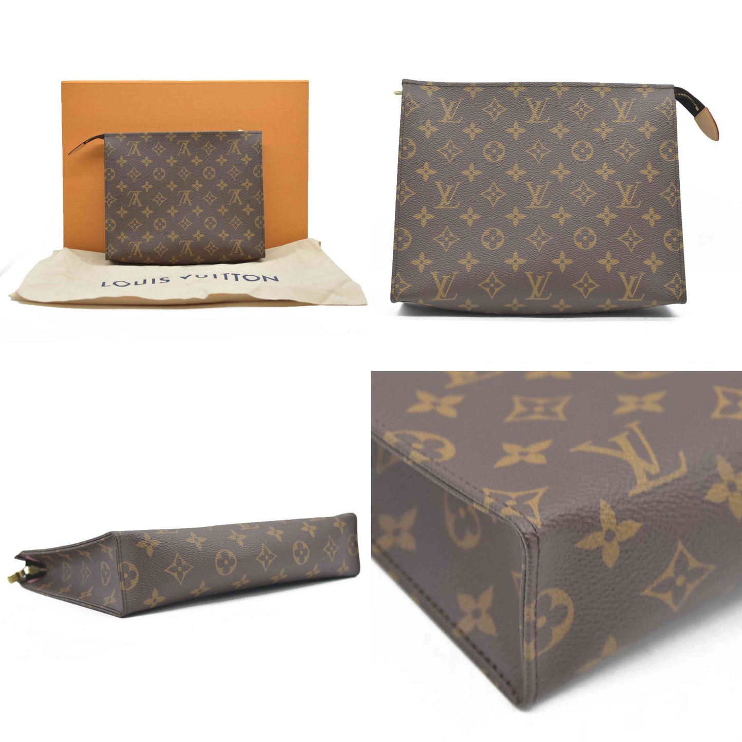 $1290 Louis Vuitton  Monogram Toiletry Pouch 26 Pink RFID