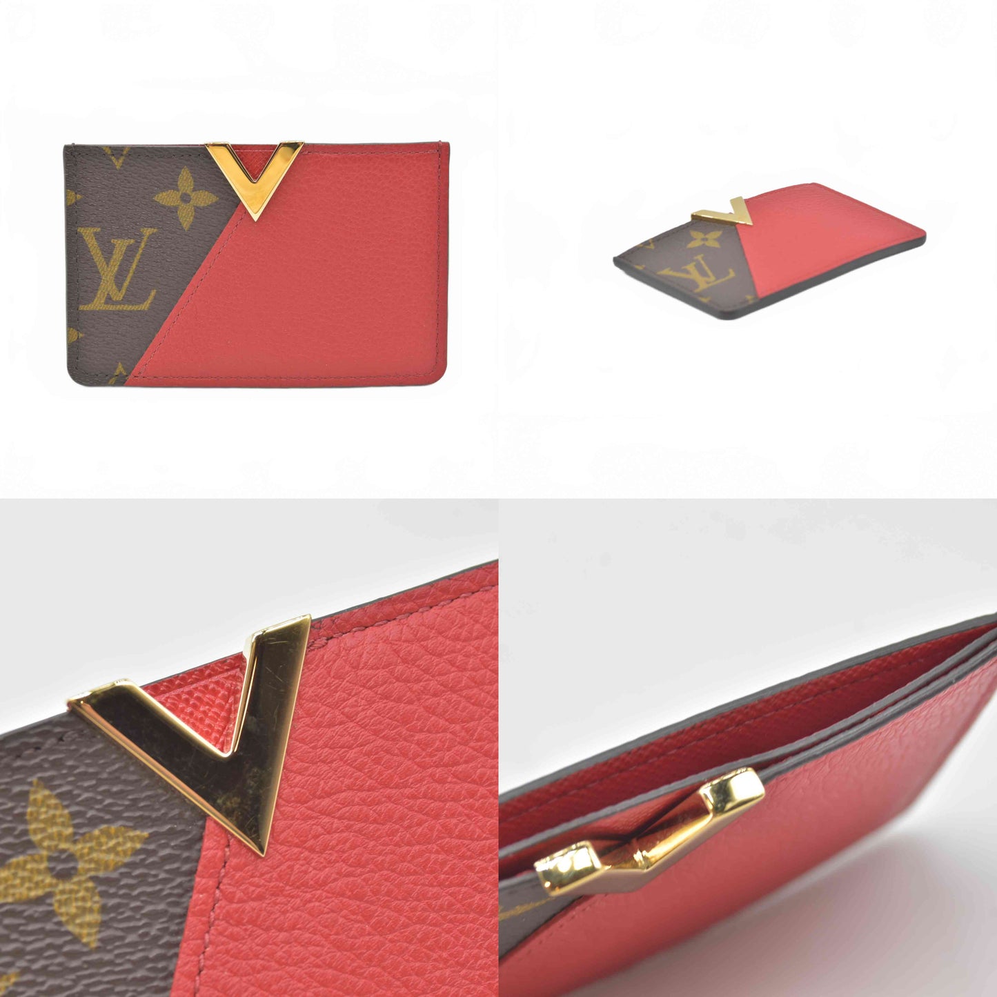 $455 2016 Louis Vuitton Calfskin Monogram Kimono Tote Card Holder Cherry GI3176 CONSIGNMENT
