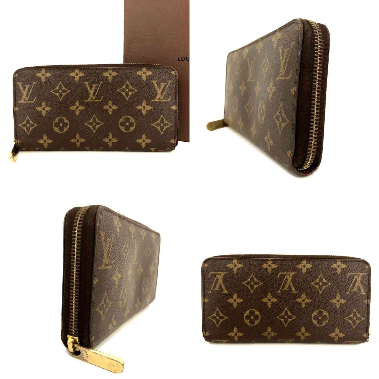 Louis Vuitton Monogram Zippy Zip Around Long Wallet Purse Brown CA0128