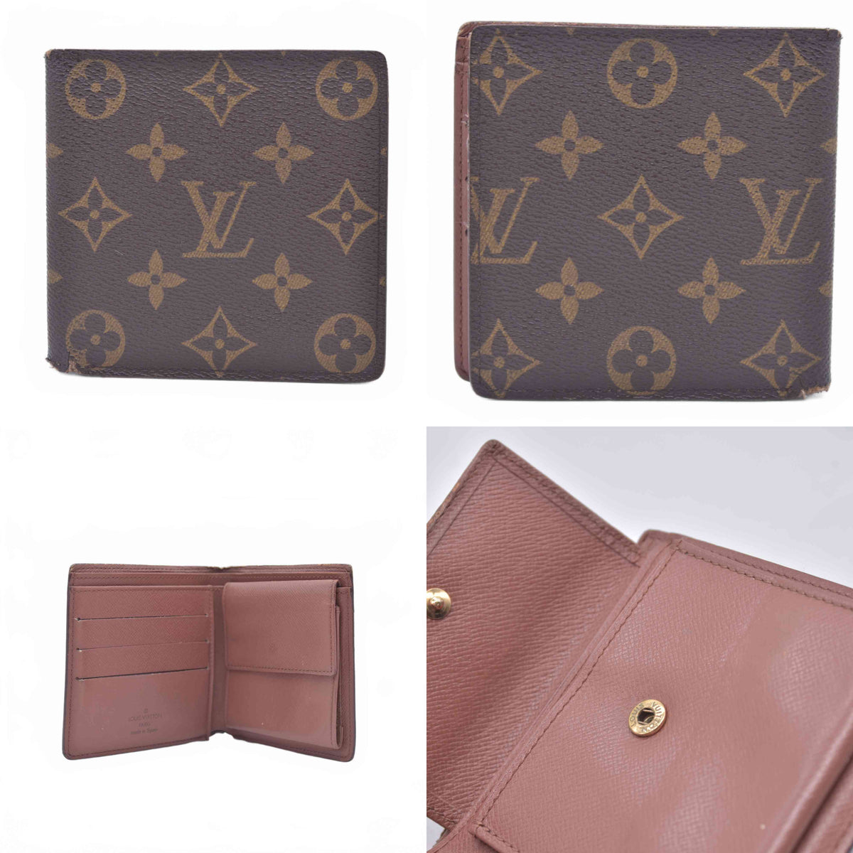 $560 1996 Louis Vuitton Monogram Portefeiulle Marco Bifold Wallet Brown CA0916