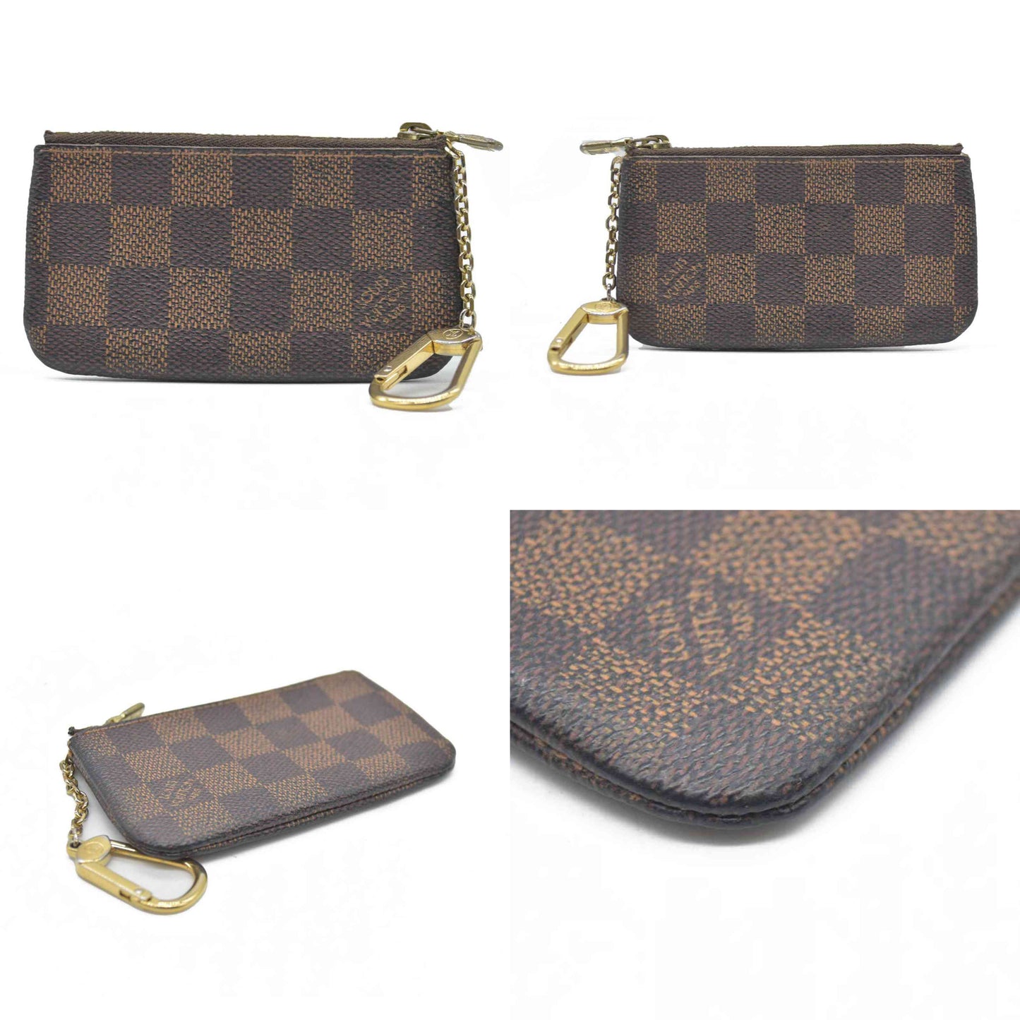 Louis Vuitton Damier Pochette Cles Wallet Coin Purse Brown TA0136