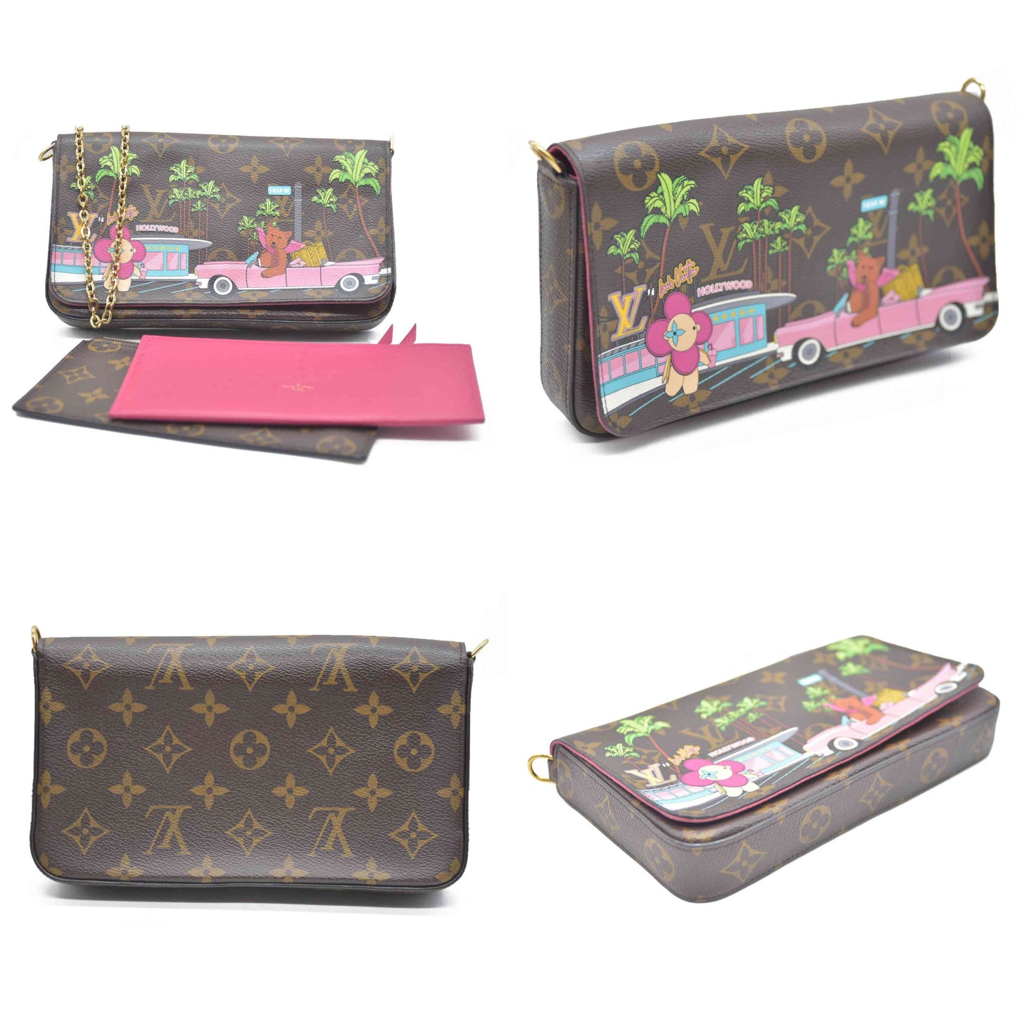 Louis Vuitton  Monogram 2021 Christmas Animation Hollywood Pochette Felicie Chain Wallet Fuchsia