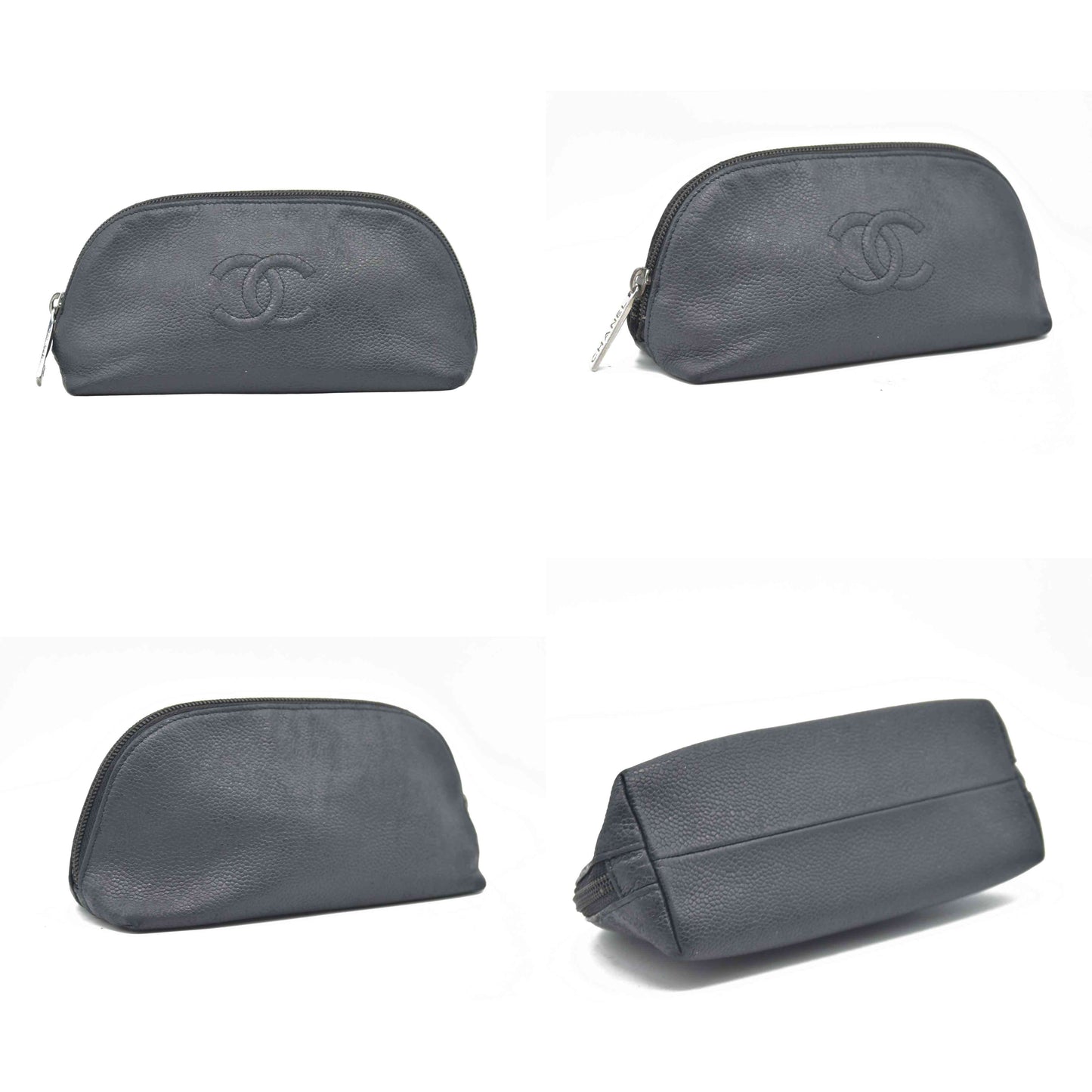 $1000 2011 Chanel Caviar Timeless CC Cosmetic Pouch Bag Black