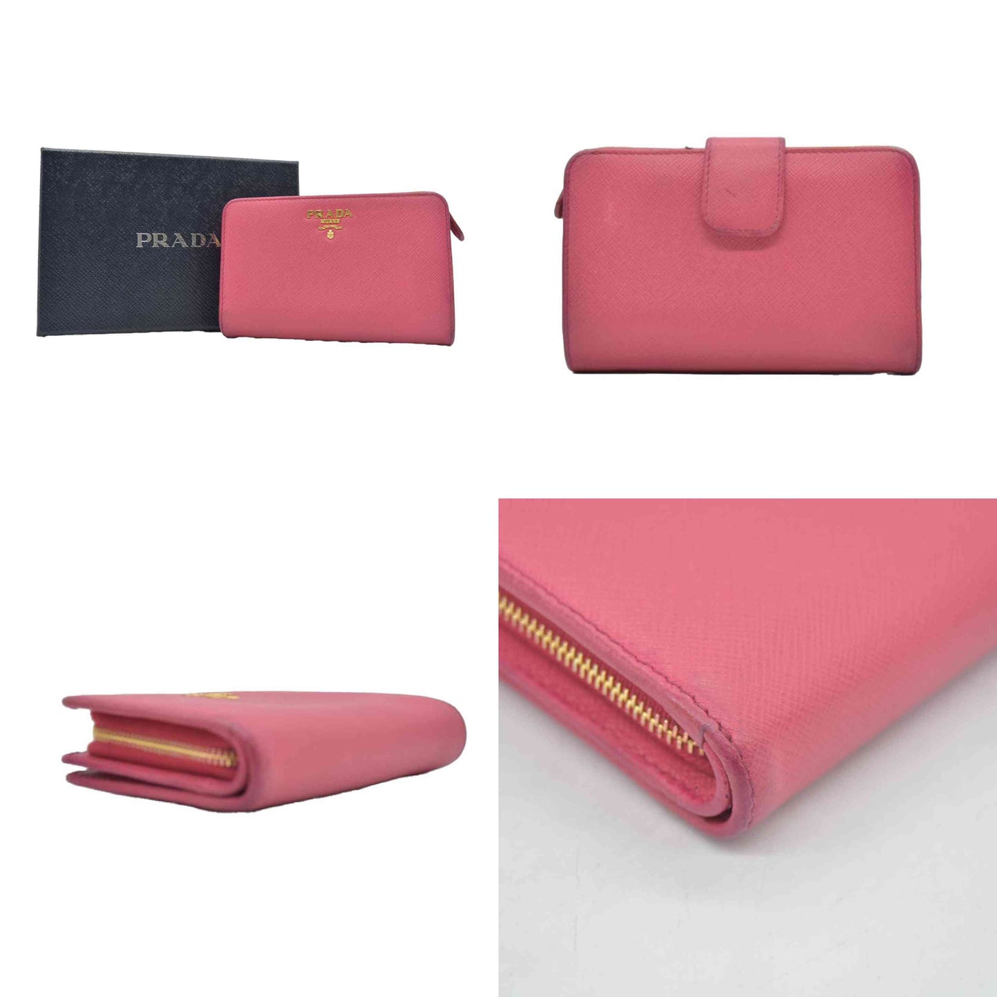 $650 PRADA Saffiano Compact Wallet Pink CONSIGNMENT
