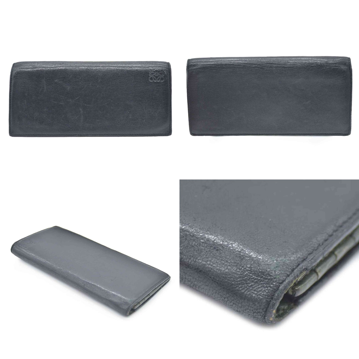 LOEWE Anagram Leather Long Bifold Wallet Black