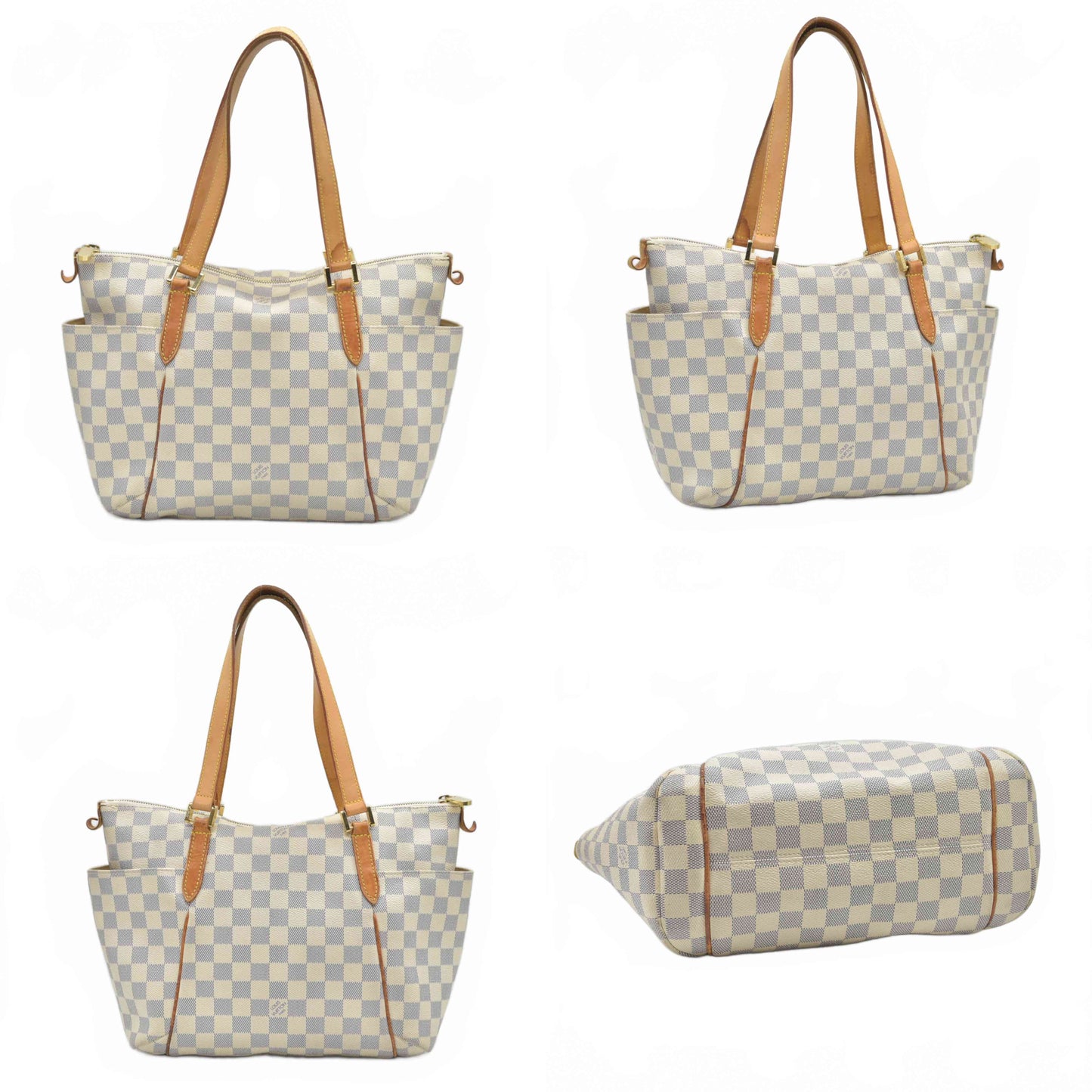 $1270 2009 Louis Vuitton Totally PM White Damier Azur AR2099
