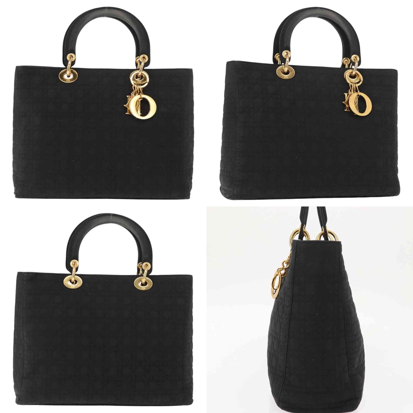 $4900 Christian Dior Nylon Cannage Large Lady Dior Black