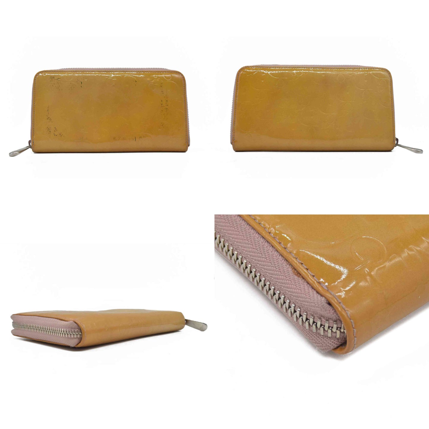 $650 Christian Dior Oblique Trotter Patent Leather Zip Around Long Wallet CONSIGNMENT